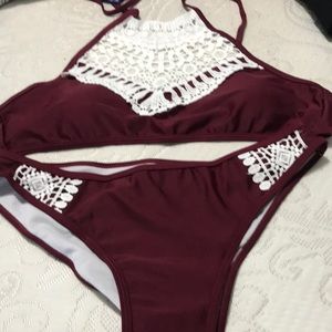 Shein maroon bikini set